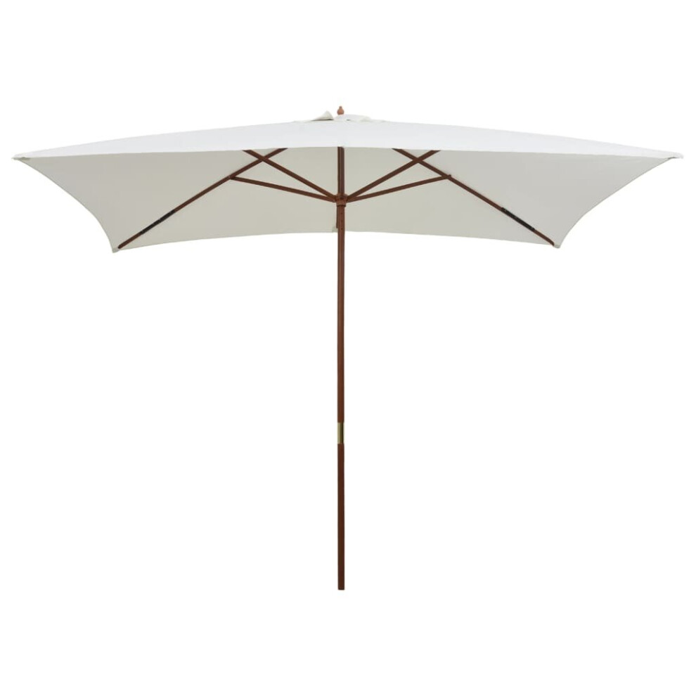vidaXL Garden Parasol Sunshade Outdoor Umbrella Canopy Wooden Pole Cream White