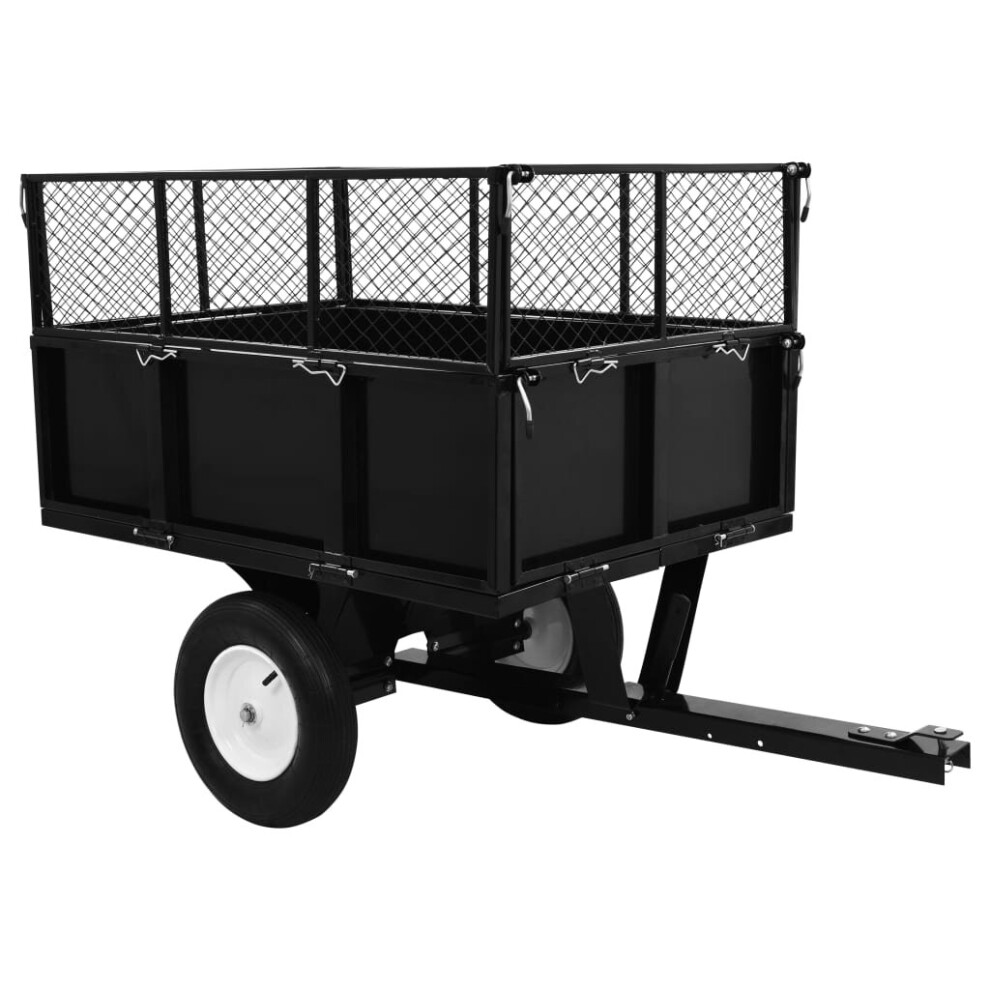 Vidaxl Tipping Trailer For Lawn Mower 300 Kg Load Garden Trolley Cart Truck