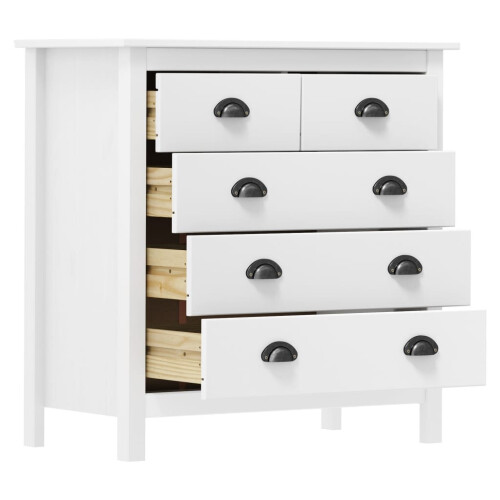 VidaXL vidaXL Solid Wood Pine Sideboard Hill White 79x40x80 cm Storage Organiser 2