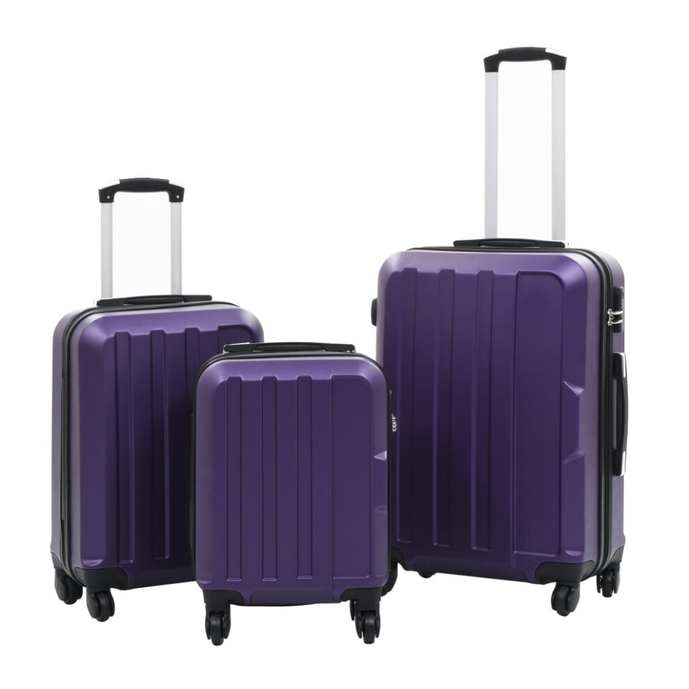 vidaXL 3 Piece Hardcase Trolley Set Purple ABS Travel Luggage Bag Suitcase