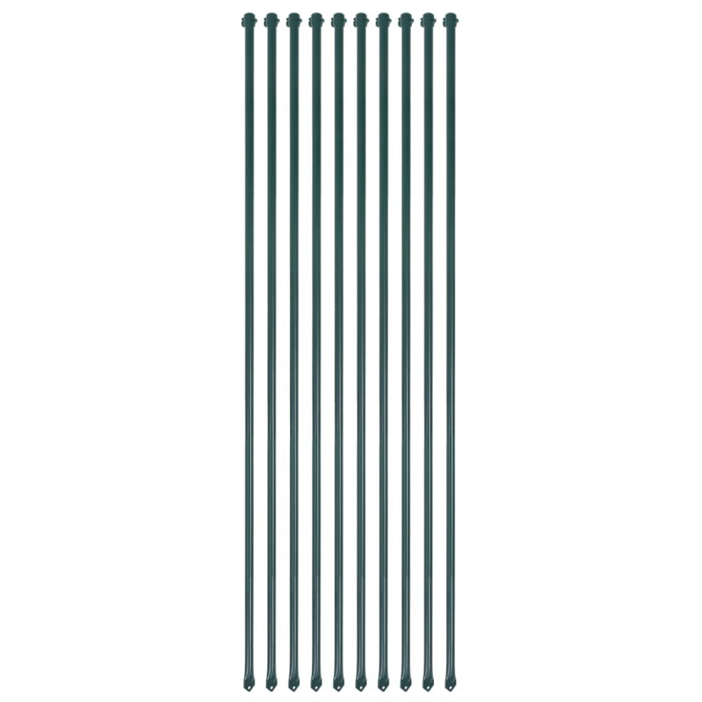vidaXL 10x Garden Posts 1.5 m Metal Green Fencing Plant Supports Spikes Stakes