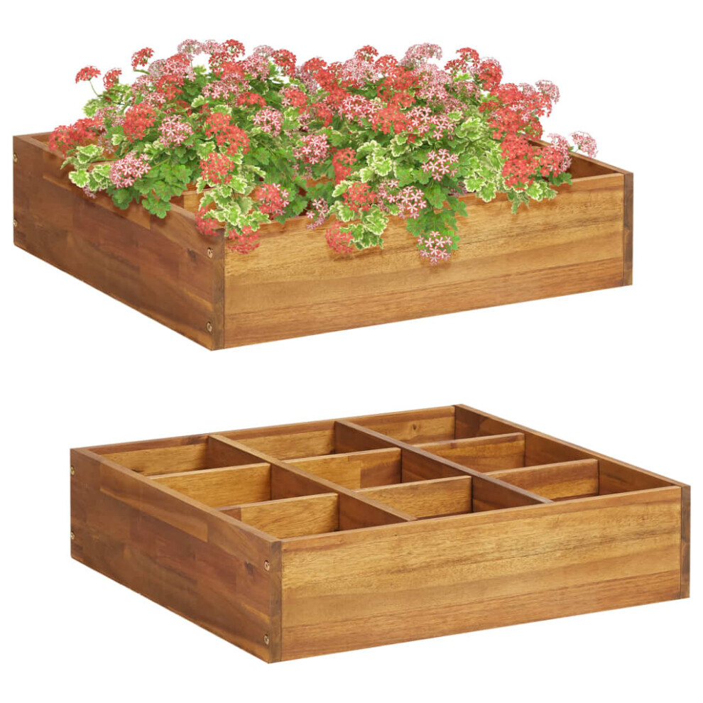 vidaXL Solid Acacia Wood Herb Garden Raised Bed Gardening Outdoor Flower Box