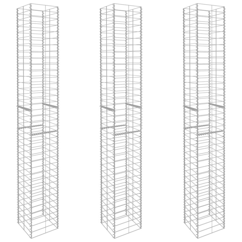 Vidaxl 3X Gabion Baskets Galvanised Steel 25X25x197cm Gabion Wall Cage Set 8719883607672
