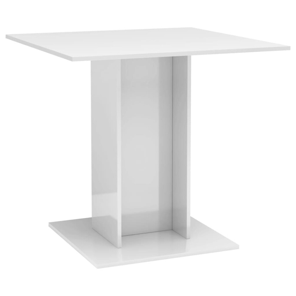 vidaXL Dining Table High Gloss White Engineered Wood Indoor Kitchen Furniture