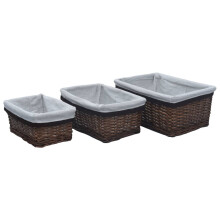 vidaXL 3 Piece Nesting Basket Set Willow Brown Garden Organiser Storage Box