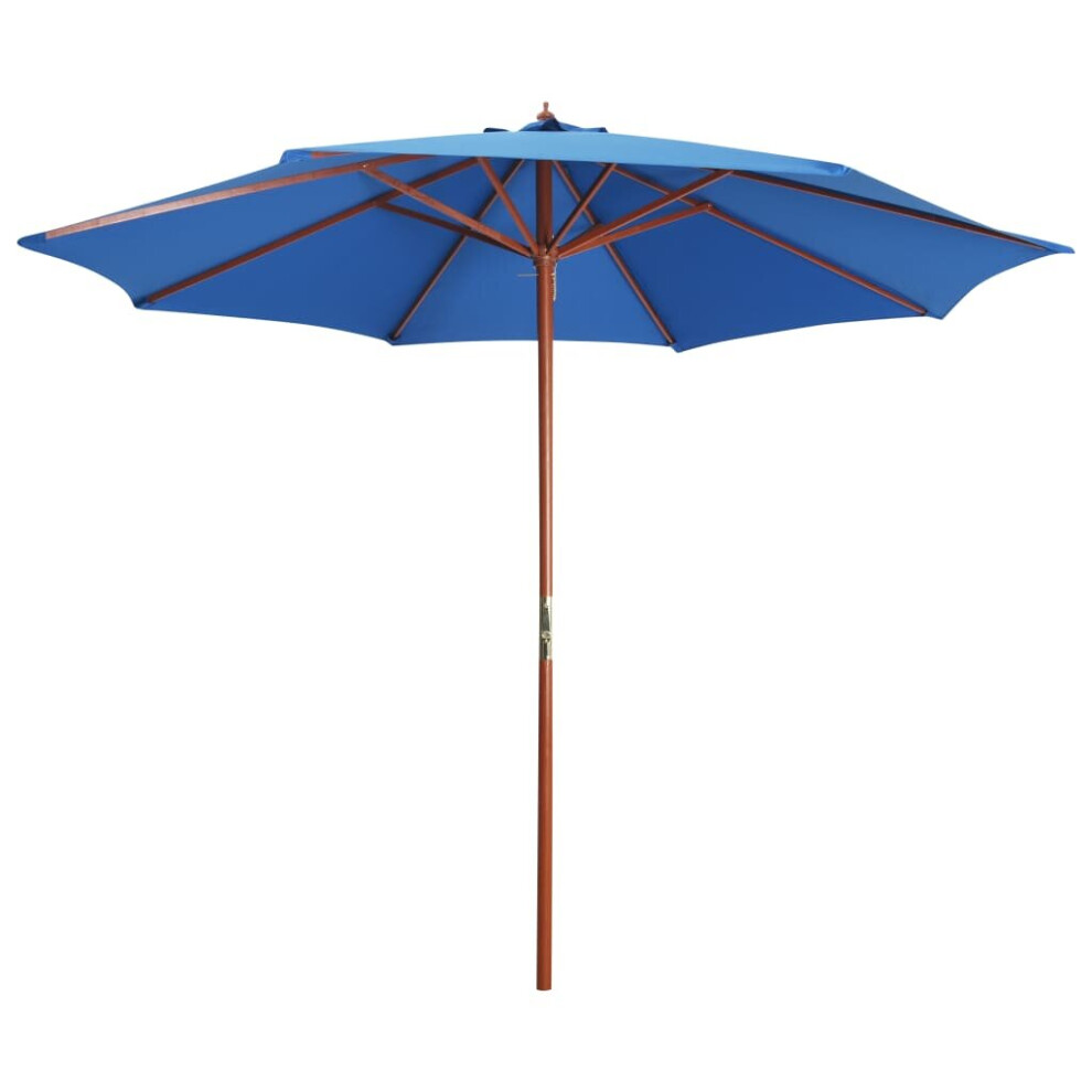 vidaXL Parasol with Wooden Pole 300x258cm Blue Sunshade Outdoor Patio Umbrella