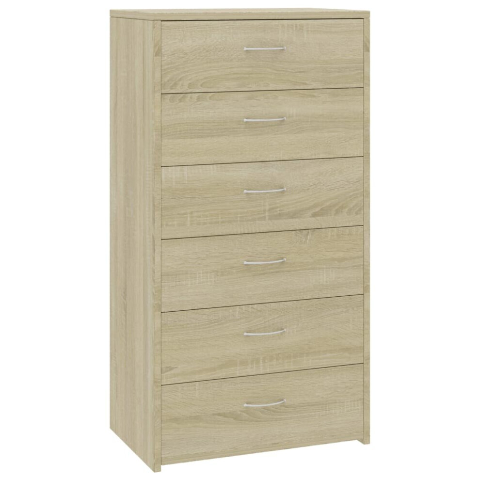 Vidaxl Sideboard With 6 Drawers Sonoma Oak Engineered Wood Storage Cabinet
