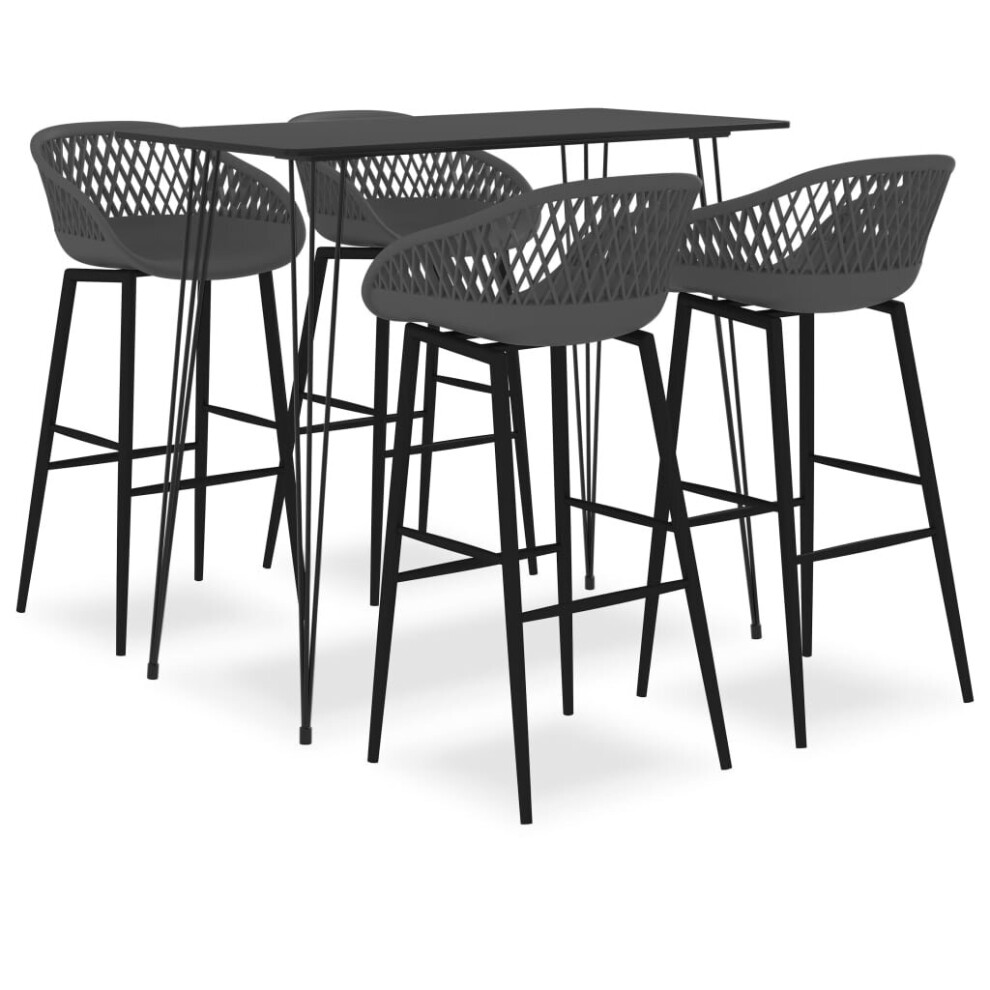 Vidaxl Bar Set 5 Piece Black And Grey Kitchen Dining Room Chair Stool Table