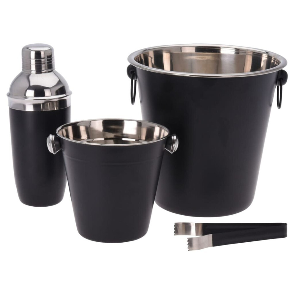 Koopman Excellent Houseware Barware Set 4 Piece Stainless Steel Matte Kitchen Black