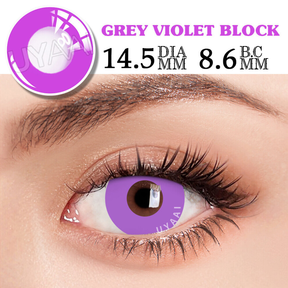 (Grey violet block) NEW'C Halloween Cosplay Purple Contact Lenses