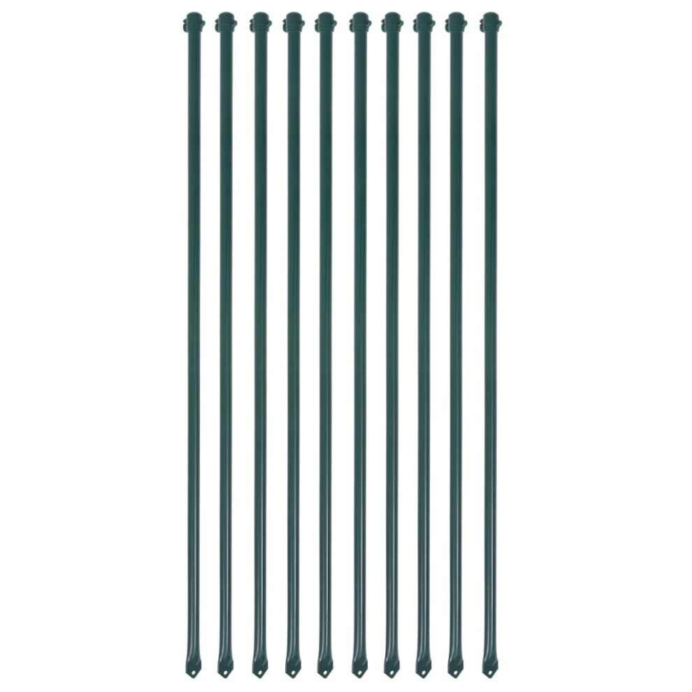 vidaXL 10x Garden Posts 1m Metal Green Fencing Plant Supports Spikes Stakes