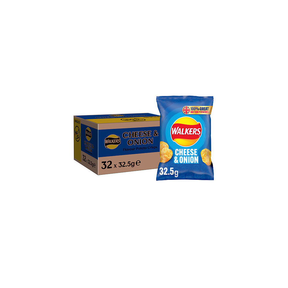 Walkers Cheese & Onion Crisps 32.5G (Pack Of 32)