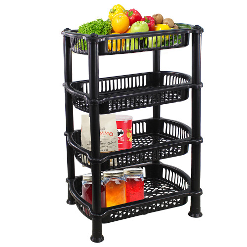4 Shelf Caddy Tier Food Fruit Veg Storage Bathroom Kitchen Rack Trolley Baskets 2