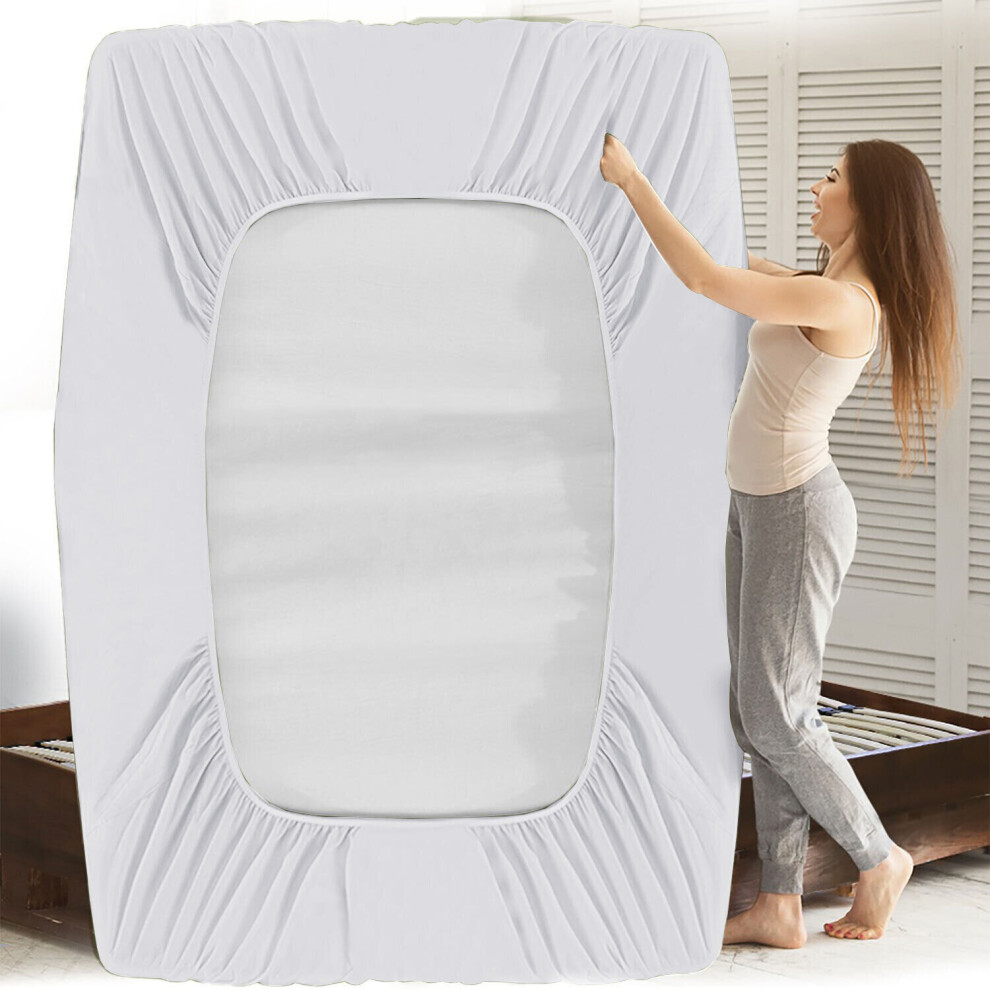 Feelgood Bedding Ltd (, King) Extra Deep 25Cm Fitted Bed Sheet All Size Uk White
