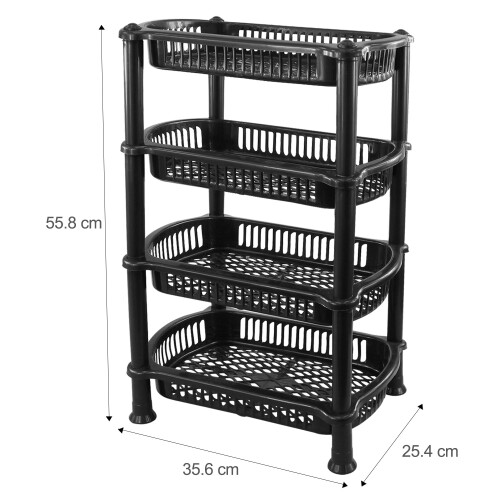 4 Shelf Caddy Tier Food Fruit Veg Storage Bathroom Kitchen Rack Trolley Baskets 1