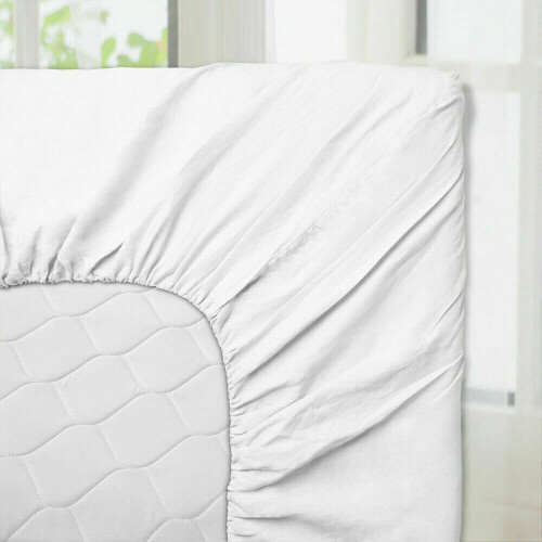 (WHITE, DOUBLE) Extra Deep 25CM Fitted Bed Sheet All Size UK 1