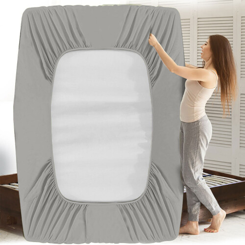 (GREY, KING) Extra Deep Fitted Bed Sheet All Size UK on OnBuy