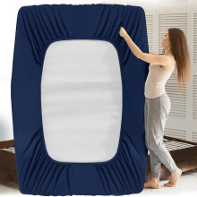(NAVY, KING) Extra Deep 25CM Fitted Bed Sheet All Size UK