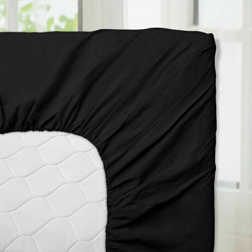 (BLACK, KING) Extra Deep 25CM Fitted Bed Sheet All Size UK 1