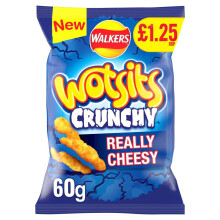 Walkers Wotsits Crunchy Really Cheesy Snacks Crisps 60g (Pack of 15)