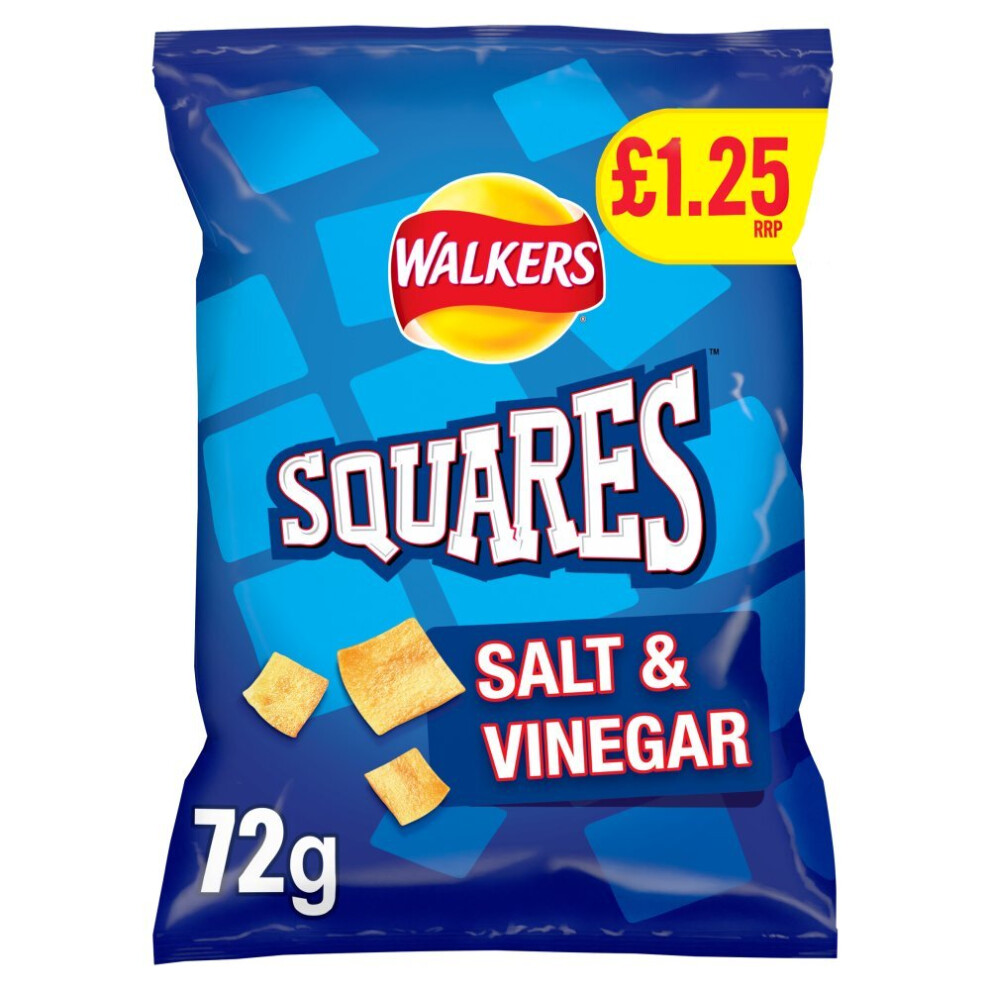 Walkers Squares Salt & Vinegar Snacks Crisps 72G (Pack Of 15)