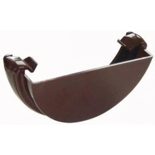 FLOPLAST 112mm Half Round Gutter External Stop End - Brown