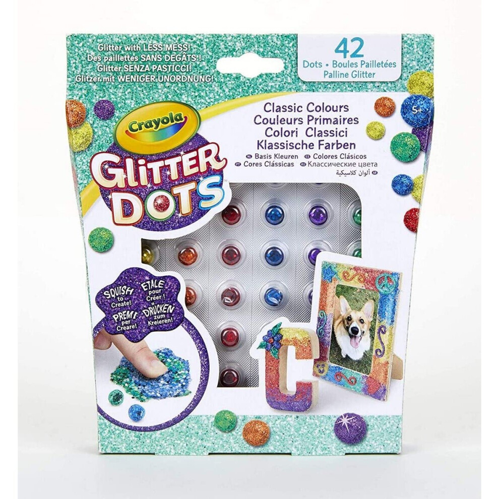 CRAYOLA 04-0803 Set of Assorted Dots for Playing and Creating with Mouldable Glitter, Classic or Tropical or Bright Colours