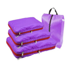 (Purple) Compressible Travel Storage Clothes Shoe Organizer