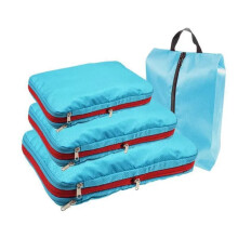 (Sky blue) Compressible Travel Storage Clothes Shoe Organizer
