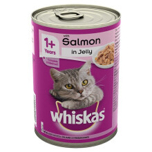 Whiskas Adult Wet Cat Food Tin Salmon in Jelly 390g (Pack of 12)