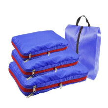 (Blue) Compressible Travel Storage Clothes Shoe Organizer