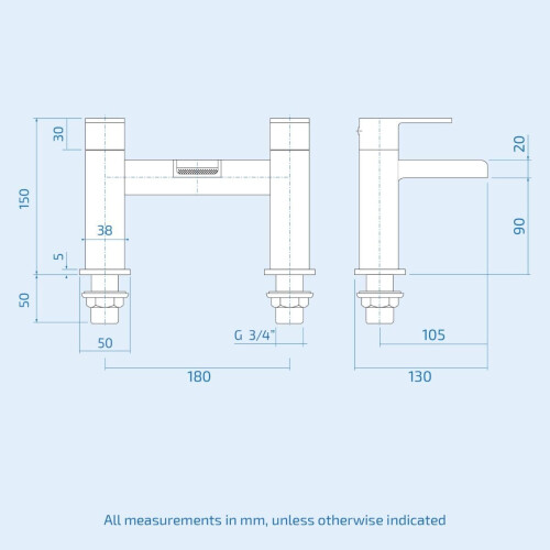 Chrome Waterfall Basin & Bath Filler Tap Pack 1
