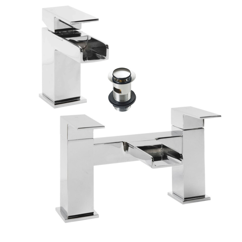 Chrome Waterfall Basin & Bath Filler Tap Pack 5060966975502