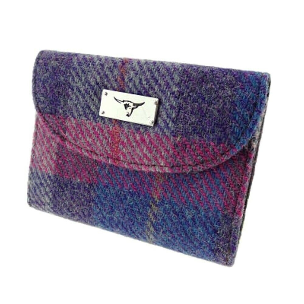 Harris Tweed 'Jura' Short Wallet in Purple/Pink Tartan LB2002-COL47