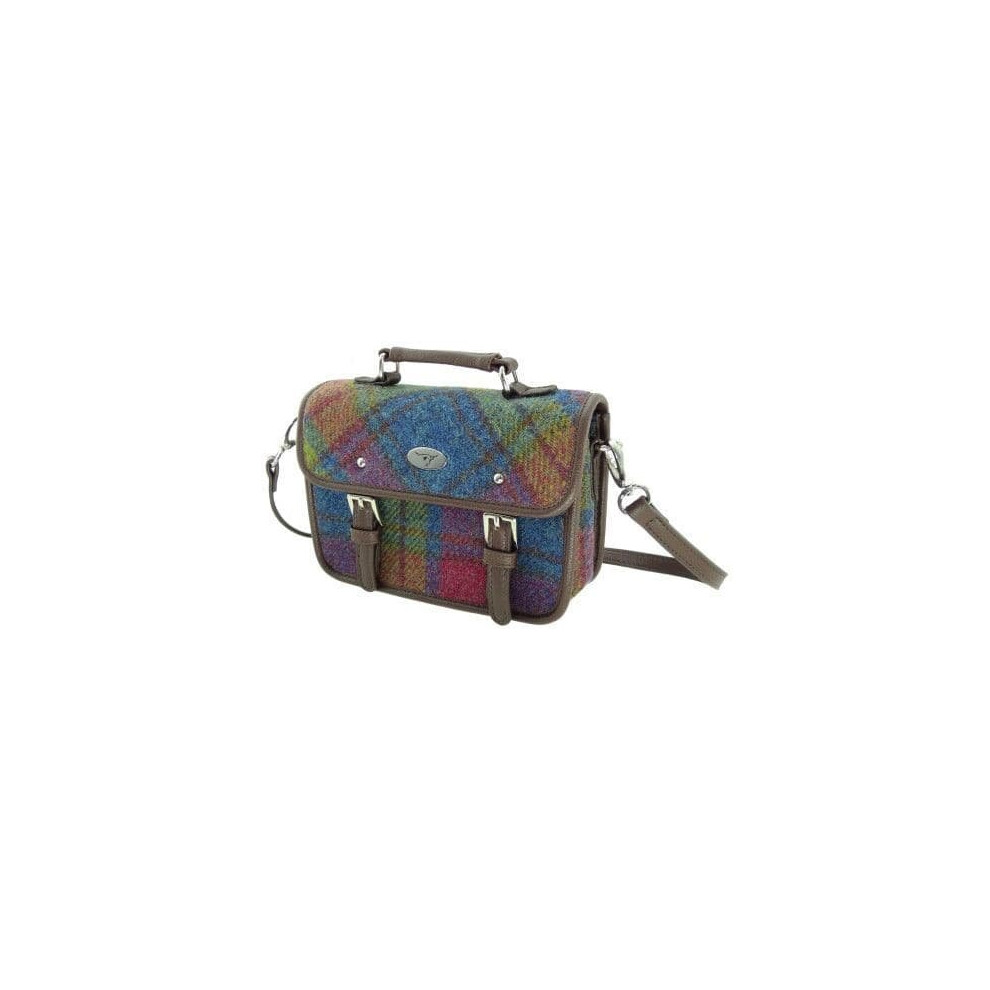 Ladies Harris Tweed Mini Satchel in  Multi Colour Tartan LB1230Col-46