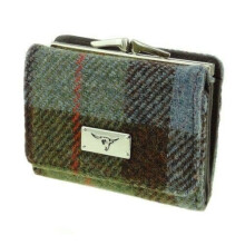 Ladies Harris Tweed Clasp Purse Unst in MacLeod Tartan LB2113-COL15 - 100% Harris Tweed Wool