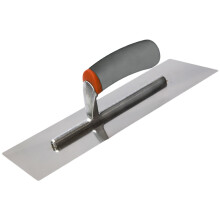 (15,7 inch / 400mm Rubben Handle) Stainless Steel Finishing Trowel - 320 & 400 mm - Wooden & Rubber handle - for brickworking, slabing, plastering - Toolty