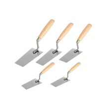 (Set - 130, 140, 150, 160, 180mm) Stainless Steel Bucket Trowel - Toolty - Wooden handle- for Scooping-Scraping: Motar, Cement, Plaster - Masonry, Brickwork