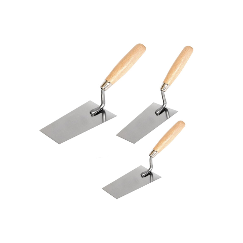 (Set - 120, 140, 160Mm) Stainless Steel Trowel - Toolty - For Scooping-Scraping: Motar, Cement, Plaster - Masonry, Brickwork - Wooden Handle 5060649209542