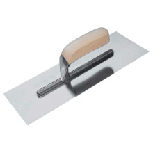 (15,7 inch / 400mm Wooden Handle) Stainless Steel Finishing Trowel - 320 & 400 mm - Wooden & Rubber handle - for brickworking, slabing, plastering - Toolty
