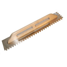 (8x8mm (0.31"x0.31")) Stainless Steel, Square Notched or not Trowel, Tiling Trowel, Plastering Trowel - Toolty  - for adhesive mortars - Wooden Handle, Tile, Tiling