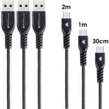 TECHGEAR 3 Pack STRONG USB C Data Sync & Charger Cable (30cm,1m,2m) for Amazon Fire HD 8 10th/12th Gen, Fire 7 2022, Fire HD 10/Plus/Kids Pro 2021