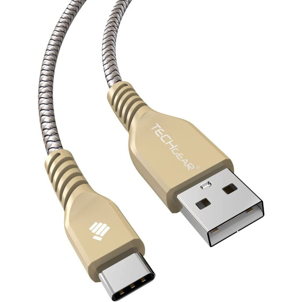 TECHGEAR STRONG High Durability Braided USB C Charging & Sync Cable (30cm) Type C Compatible with Samsung, Moto, Huawei, Oppo, Xiaomi etc