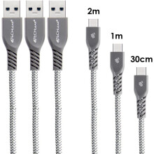 TECHGEAR 3 Pack STRONG USB C Data Sync & Charger Cable (30cm,1m,2m) for Amazon Fire HD 8 10th/12th Gen, Fire 7 2022, Fire HD 10/Plus/Kids Pro 2021