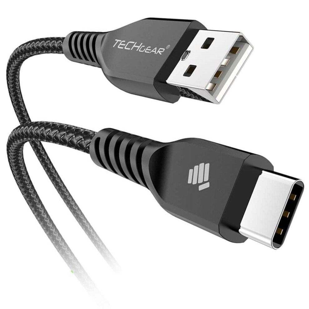 Techgear Strong High Durability Braided Usb C Charging & Data Sync Cable (2M) For Samsung Tab S6 Lite, Tab A7 10.4", Tab A8, Tab S8 Plus Etc