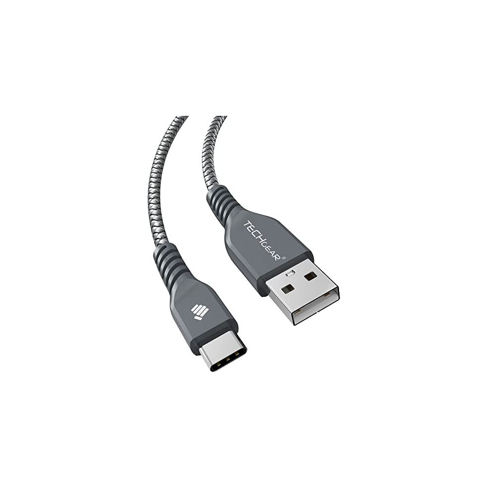 Techgear Strong High Durability Braided Usb C Charging & Data Sync Cable (30 Cm) For Samsung Tab S6 Lite, Tab A7 10.4", Tab A8, Tab S8 Plus Etc