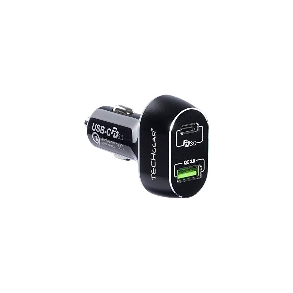 TECHGEAR USB C Car Charger, 63W 2 Port USB Car Charger with 45W PD Power Delivery & 18W Quick Charge 3.0 for iPhone, iPad, Macbook and Other Phones
