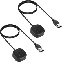 TECHGEAR 2-Pack Replacement USB Charging Dock for Fitbit Versa 3/Versa 4/Sense/Sense 2 - USB Charging Cradle