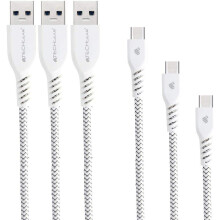 TECHGEAR 3 Pack STRONG High Durability Braided USB C Charging & Sync Cables (30cm/1m/2m) Type C for Oppo Find X5 / Lite / Pro / Neo A54 A54s, Reno etc