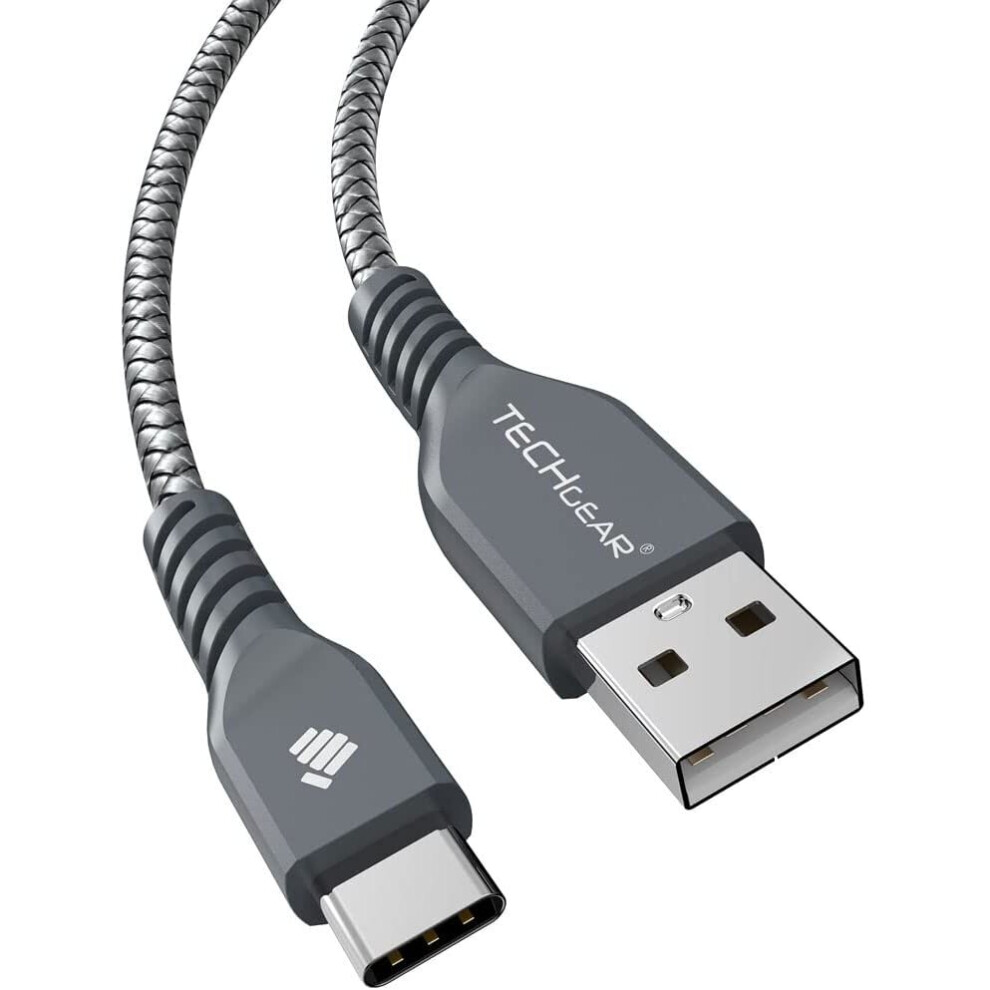 Techgear Extra Long 2M/6.5Ft Strong High Durability Braided Usb C Charging & Sync Cable For Samsung S23 S22 S20 Fe, Moto, Huawei, Oppo, Xiaomi Etc